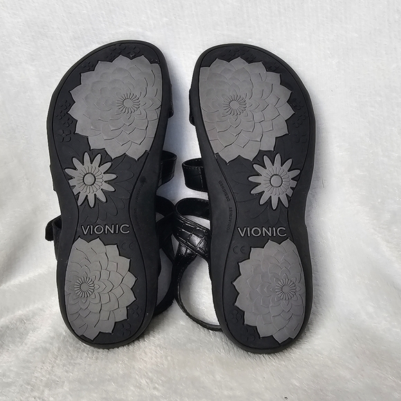 Vionic Womens Rest Amber Backstrap Adjustable Sandal Black Croc Size 6 - Picture 5 of 9